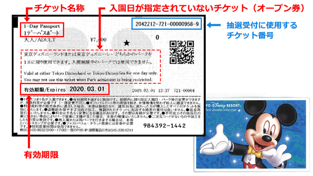 入園日が指定されていないチケット（オープン券）