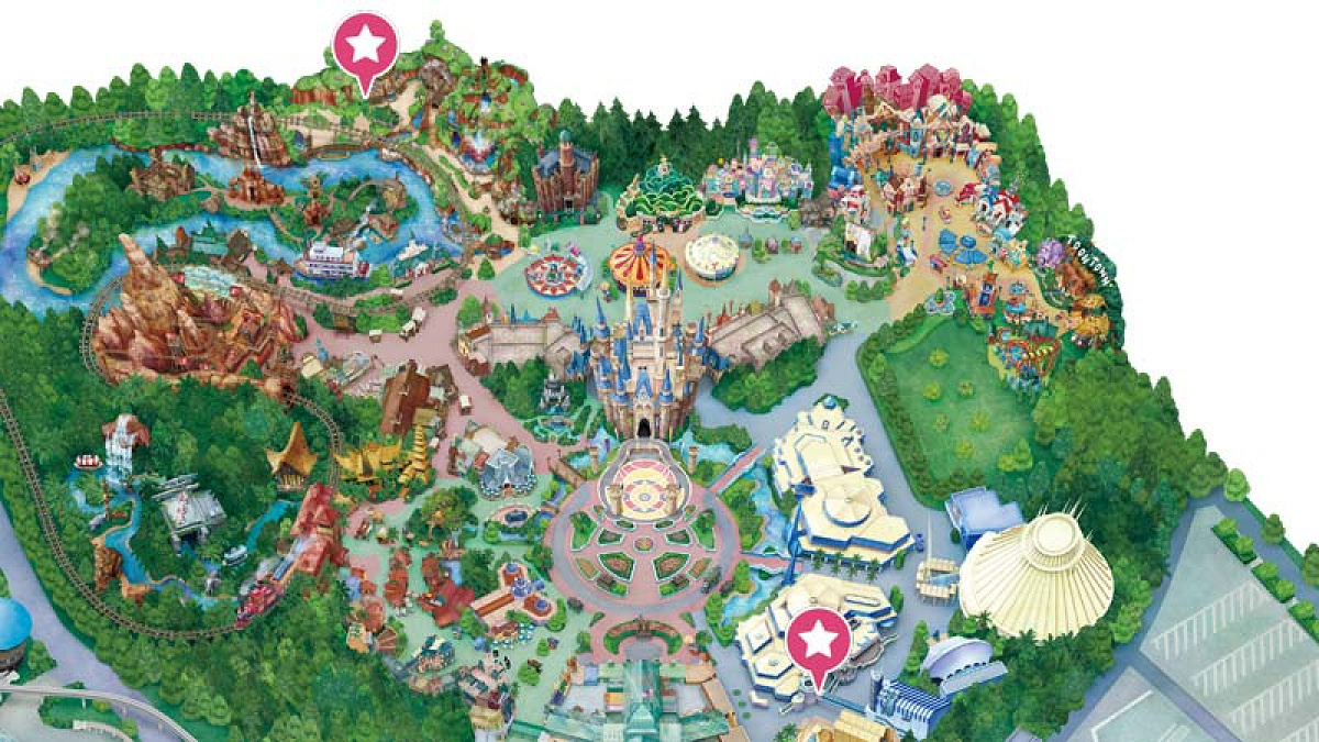 東京ディズニーランドでは、クリッターカントリーとトゥモローランドにあります