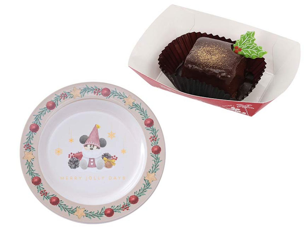 チョコレートケーキ（ナッツ入り）、スーベニアプレート付き