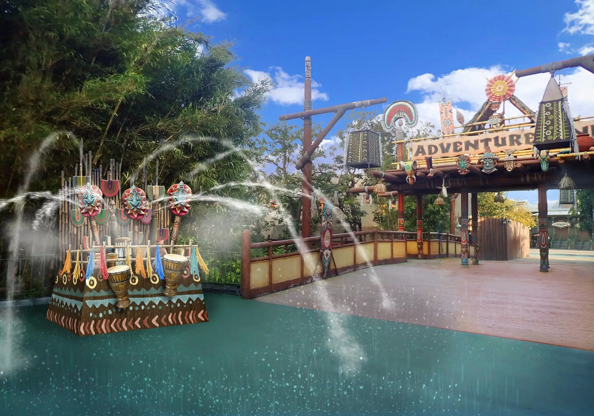 びしょ濡れスポット（アドベンチャーランド入口）