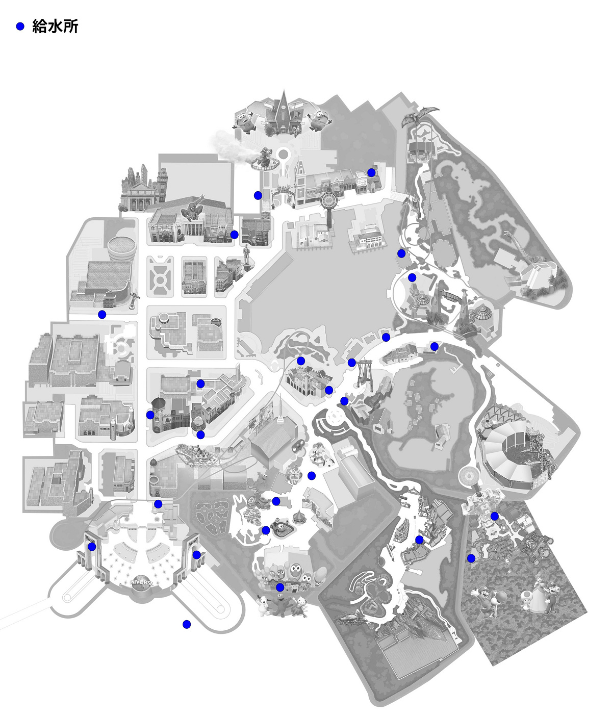 ユニバの給水所マップ