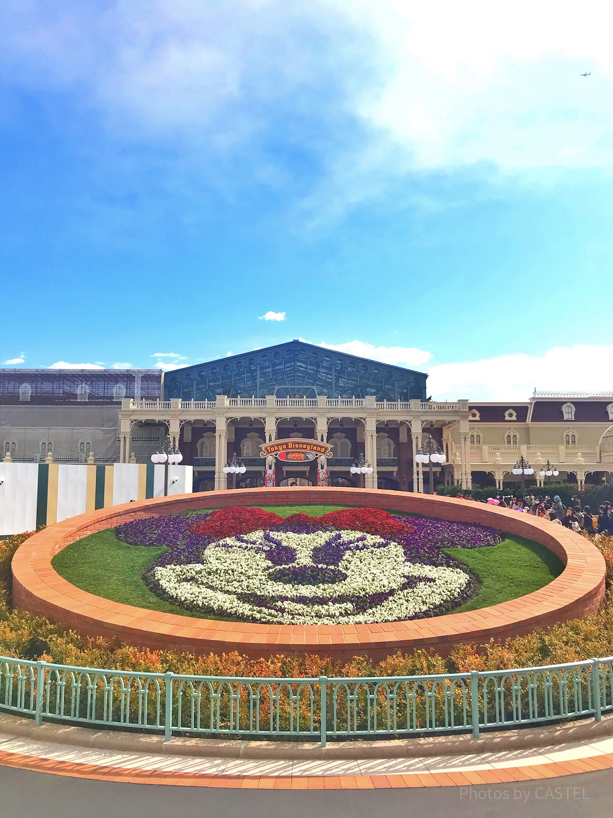 ディズニーランドのエントランスの花壇