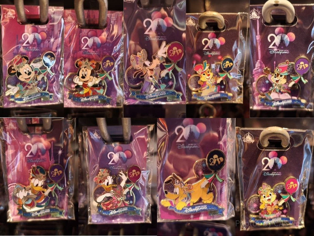香港ディズニー リミテッドエディション含 限定ピンバッジ 12個セット 香港ディズニー20周年「ミッキー＆フレンズ・グランドセレブレーション