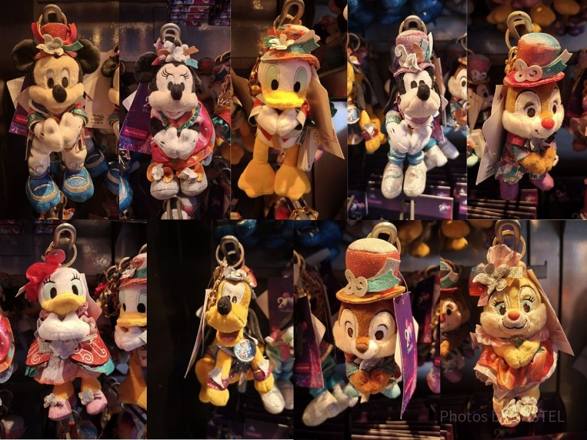 香港ディズニー20周年「ミッキー＆フレンズ・グランドセレブレーショングッズ」：ぬいぐるみキーチェーン
