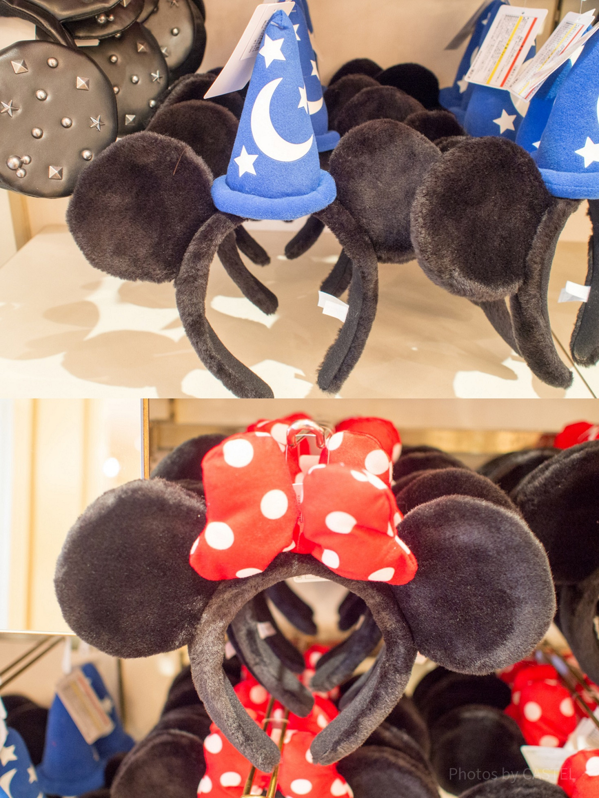 ミッキー、ミニーカチューシャ 食べる手が止まらないよ