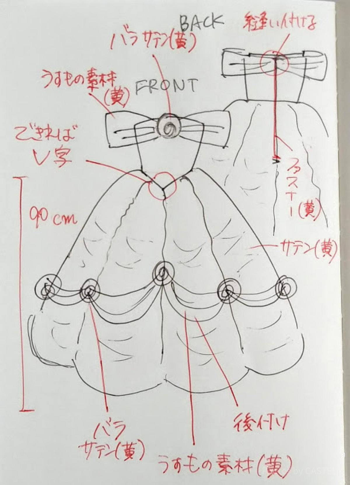 イエロードレスのデザイン画