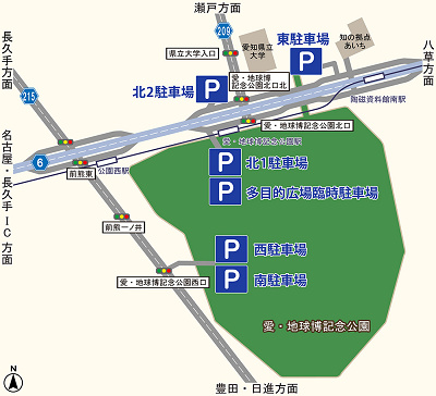 2022年11月からの愛・地球博記念公園の駐車場　配置図（ジブリパーク）