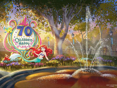 アナハイムディズニーランドリゾート70周年のデコレーション