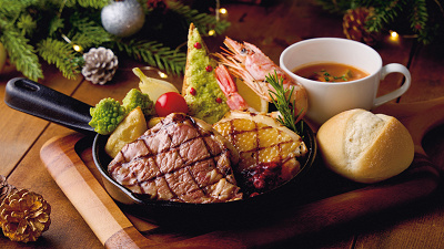 アンガス牛と阿波尾鶏のクリスマス・グリルプレート