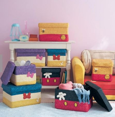 ふた付きキャラクターバスケット