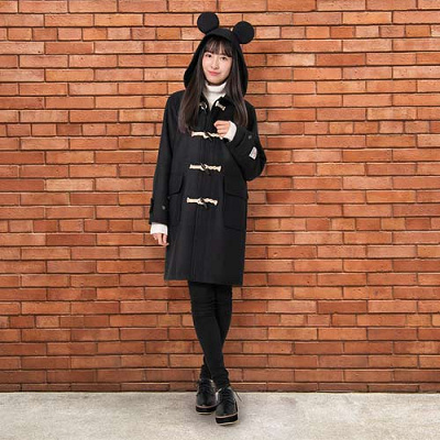 ディズニーハリスツイードダッフルコート(ブラック)