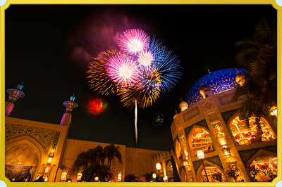 ディズニーシーの夜空を花火が彩ります♪