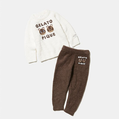 [キッズ]つぶまめジャガードプルオーバー＆ロングパンツシャツセット