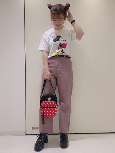 ミニーちゃん風ディズニーコーデ