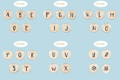 リベットはアルファベットと雪のマーク、35周年ロゴ