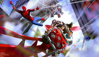 上海ディズニーランドのアトラクション:スパイダーマンの新ジェットコースター
