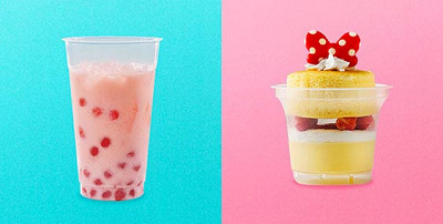 タピオカドリンクとスフレ&プリン