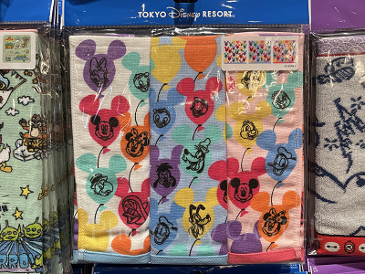 ディズニーランドお土産ランキング15位：ミッキーバルーンのミニタオル3枚セット