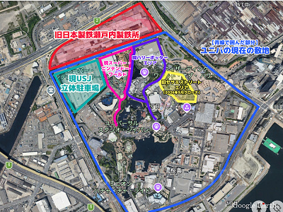 旧日本製鉄瀬戸内製鉄所と立体駐車場が拡張部分の候補