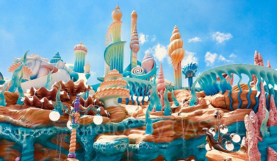 水彩絵の具でディズニーシーの風景を描く！ 水彩風景画 　東京ディズニーシー　遊園地 SHO