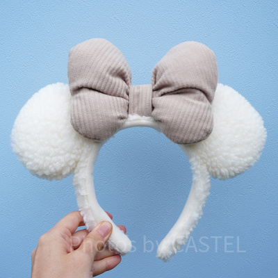 ボアカチューシャ（ホワイト×ブラウン）