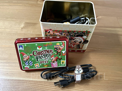 ディズニーお菓子缶活用法⑥:充電コード入れ