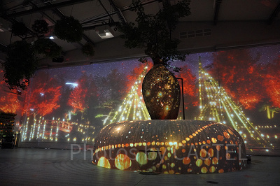 美しい映像ときらびやかな光に照らされる花々とコラボレーション