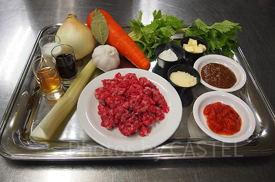 クリーミースパゲッティ、ミートソース材料