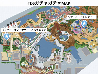 ディズニーシーガチャガチャ：カプセルトイの販売場所MAP