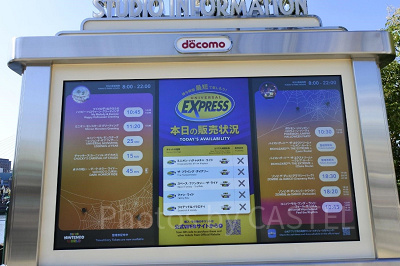 エクスプレスパスの販売状況の看板