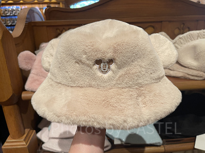 ミッキー耳付きふわふわバケットハット(ベージュ)