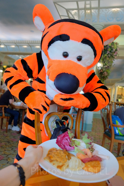 香港ディズニーランドのキャラクターダイニングで会えるティガー