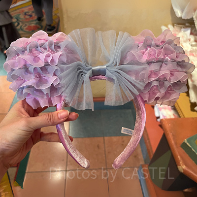 ミニーフリルカチューシャ（ピンク×グレー）