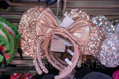 ミニーリボンスパンコールカチューシャ(ローズゴールド)