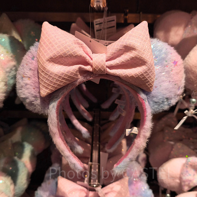 ミニーリボン星型ラメふわふわカチューシャ（ピンク）