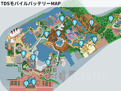 モバイルバッテリーレンタルサービスの場所MAP：ディズニーシー