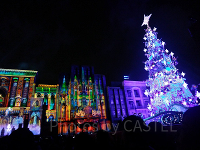 特別鑑賞エリア（通常）の右端から見たクリスマスツリーの風景