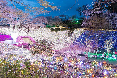 イルミネーション中の西武園ゆうえんち