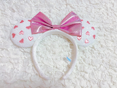 スパンコールハートカチューシャ　ピンク