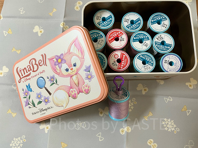 ディズニーお菓子缶活用法④：ミシン糸入れ