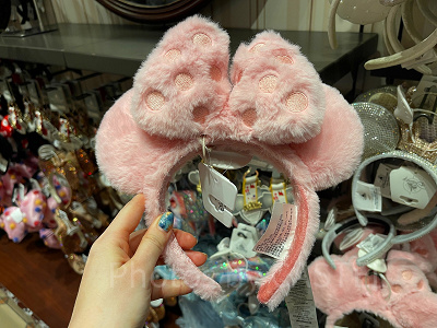 上海ディズニーカチューシャ：リボン付きボアカチューシャ