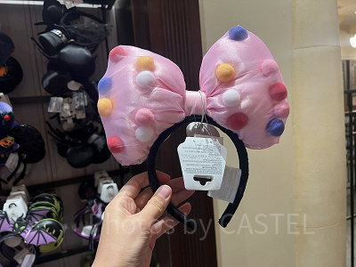 上海ディズニーカチューシャ:ポンポン柄リボンカチューシャ