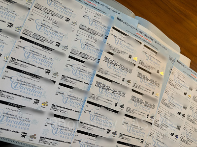 バケーションパッケージのキットに含まれるチケット類