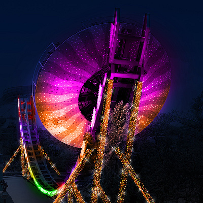 枯れ葉が舞い踊るように見えるアトラクション、「ハシビロＧＯ！」