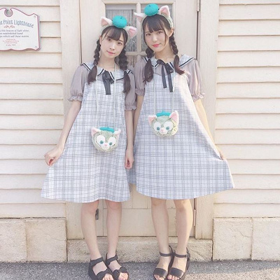 チェックワンピ×ジェラトーニカチューシャ