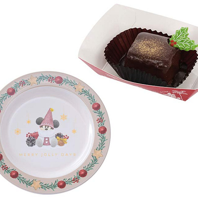 チョコレートケーキ(ナッツ入り)、スーベニアプレート付き