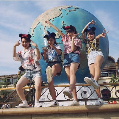 弟子ミッキーカチューシャ×アロハシャツコーデ