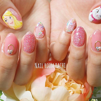 ディズニープリンセスネイル④オーロラ姫