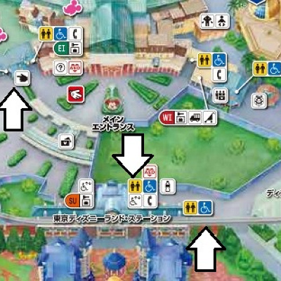 ディズニーランドのパーク外トイレマップ