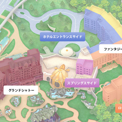 ファンタジースプリングスホテルの客室の位置